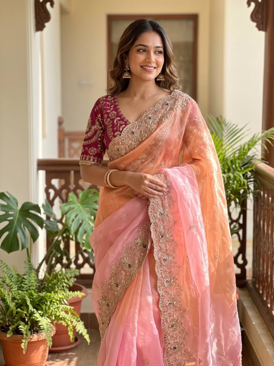 Aarohi Space Silk Sequins Zari embroidery Saree