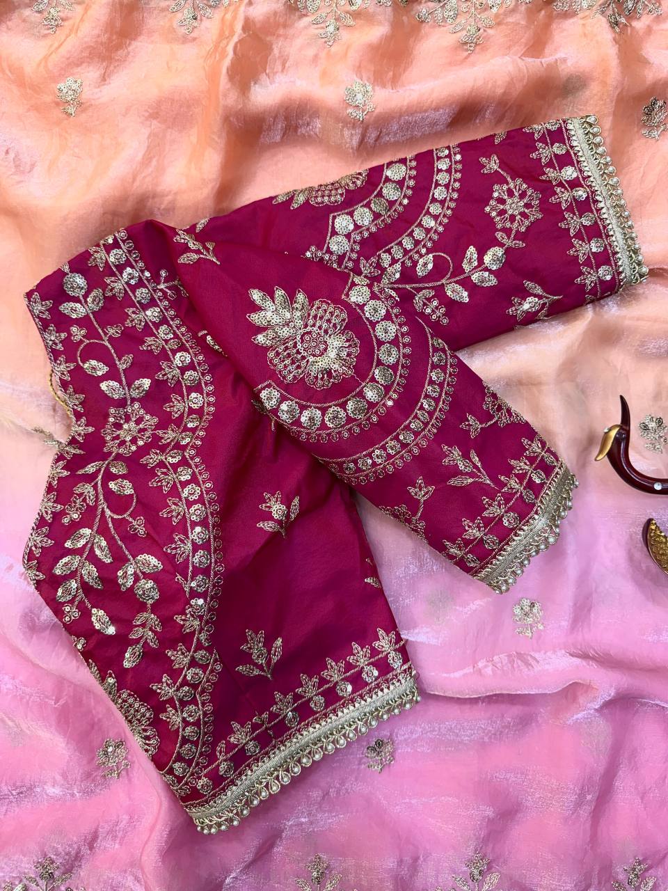 Aarohi Space Silk Sequins Zari embroidery Saree