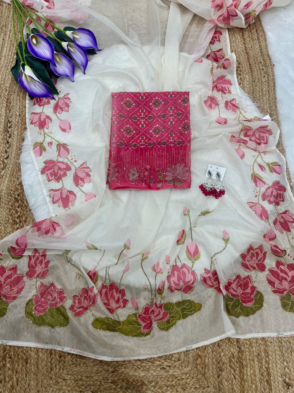 Meher Tebi Silk Val Moti Handwork Saree