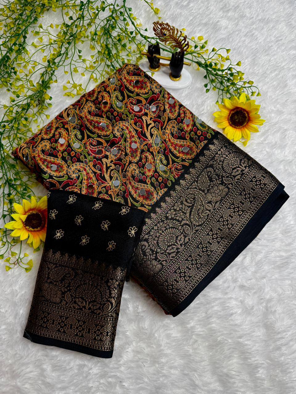 Aahna Moss Ajarakh Print Saree