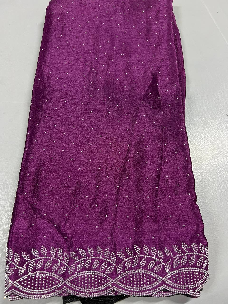 Fancy dual shade weaving with sequence &amp; siroski work sarees with blouse