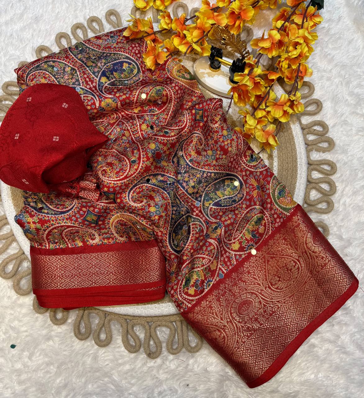 Mehra Georgette Ajrakh Printed Saree