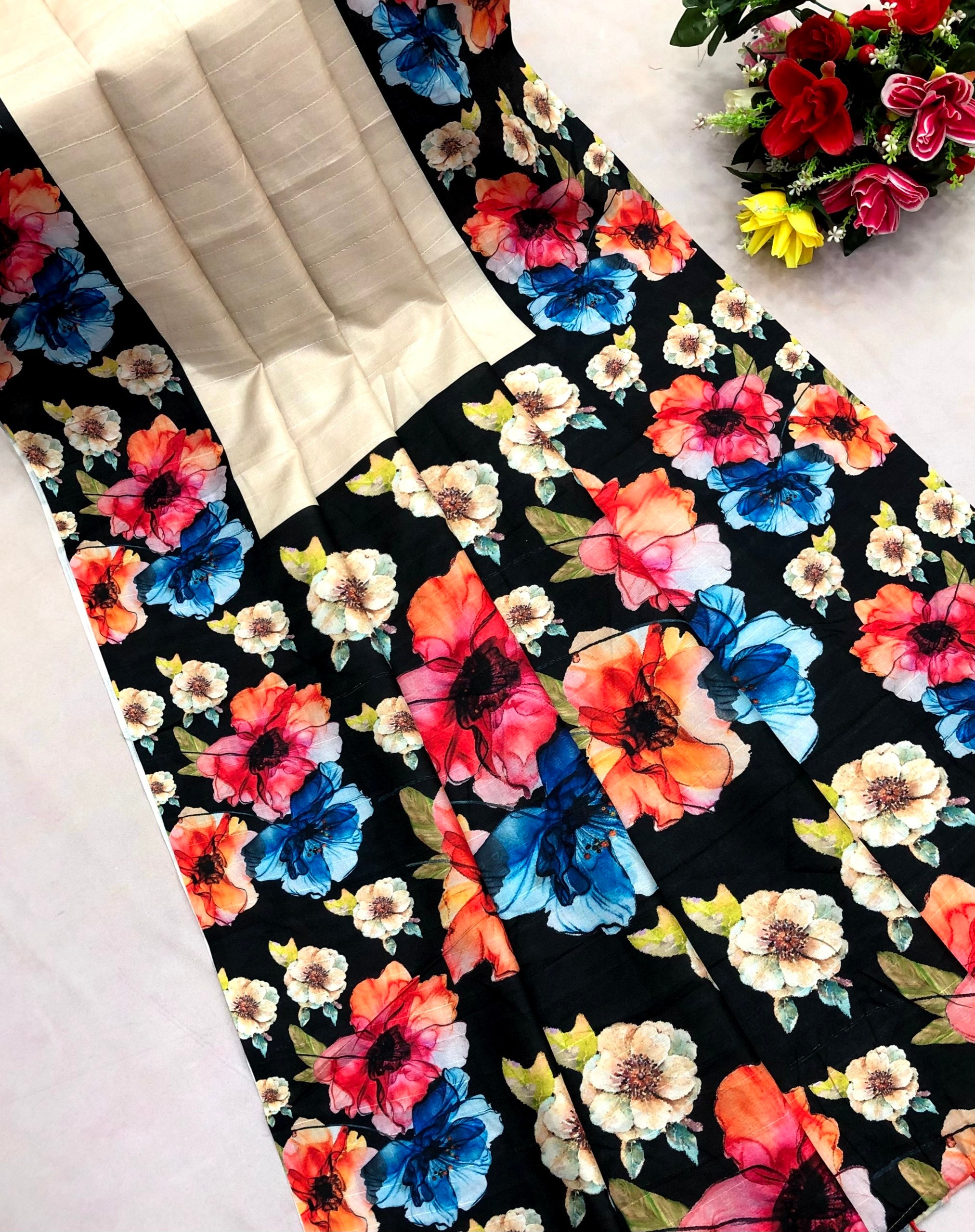 Roomi Handloom Tussar silk Printed Saree