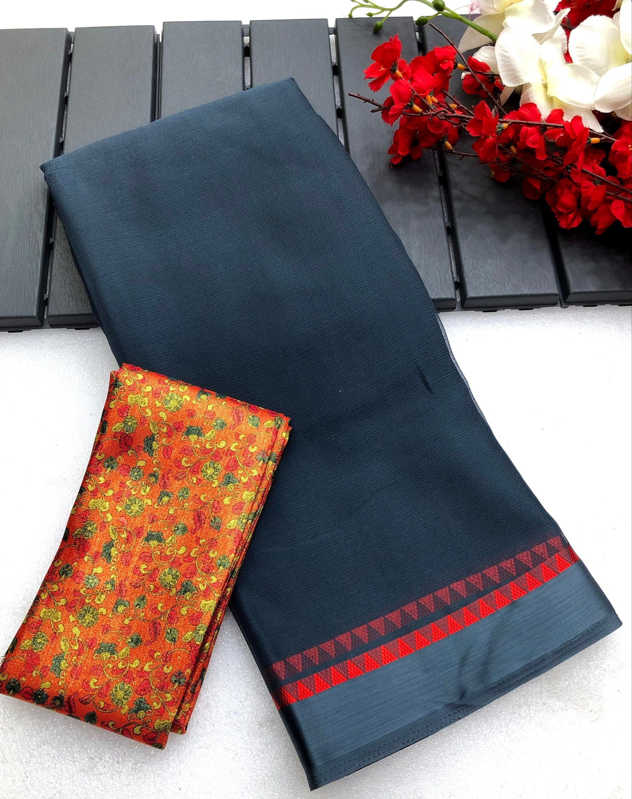 Design Georgette Dyed Temple Design Saree