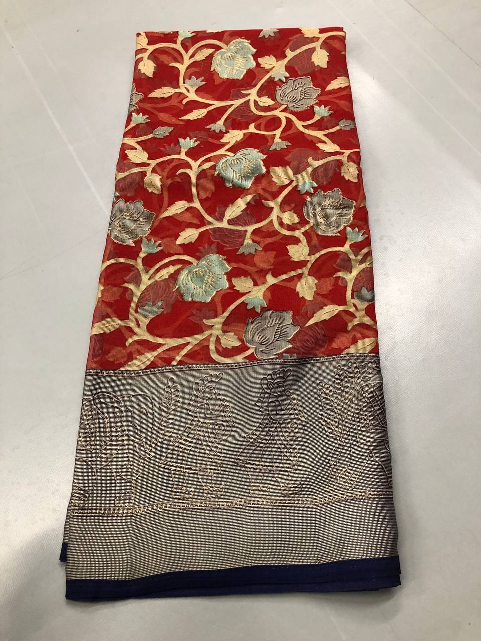Soft Linen Printed, Furr & Foil Work Sarees with Blouse