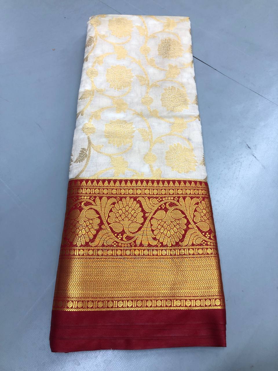 Fancy dual shade weaving with sequence &amp; siroski work sarees with blouse