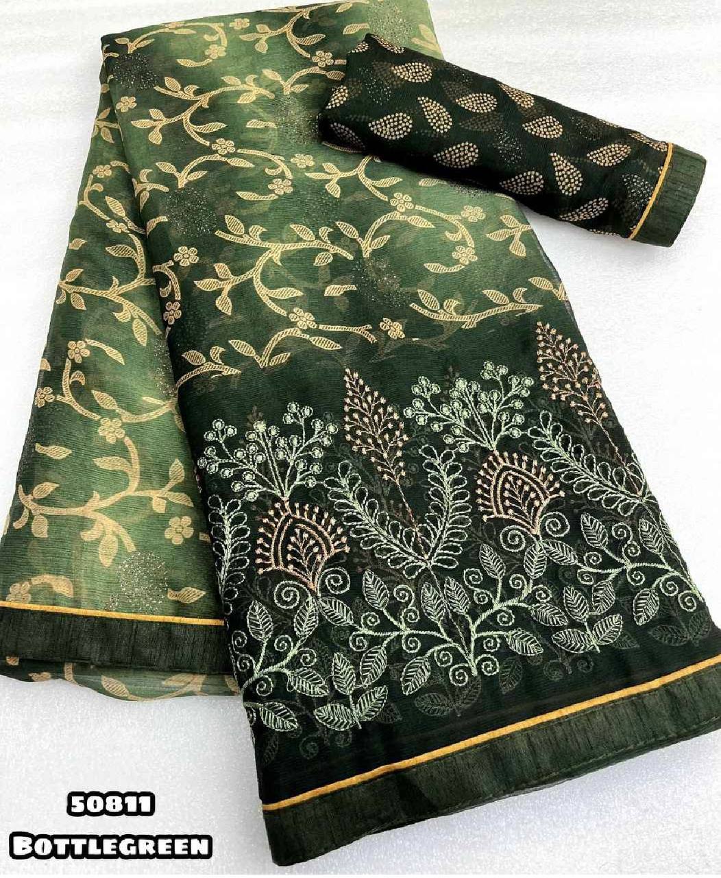 Fancy Designer Organza Sequence & Embroidery Work Saree