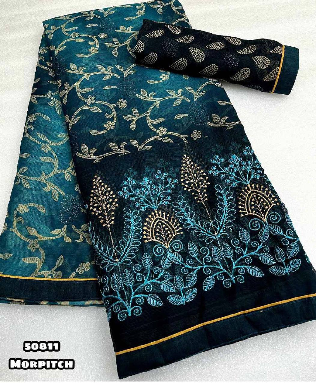 Fancy Designer Organza Sequence & Embroidery Work Saree