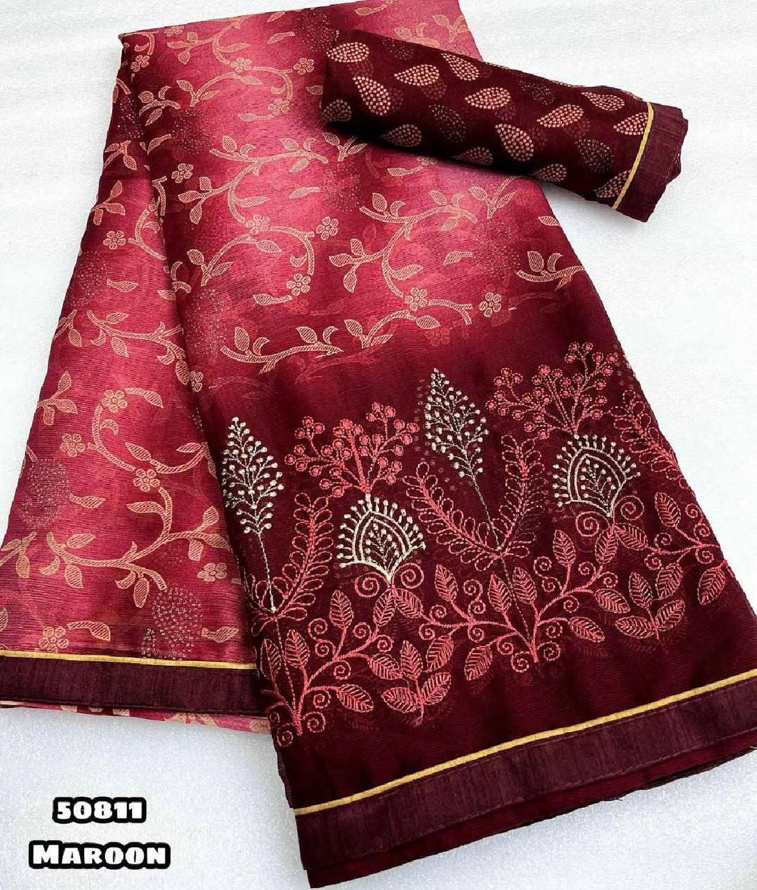 Fancy Designer Organza Sequence & Embroidery Work Saree