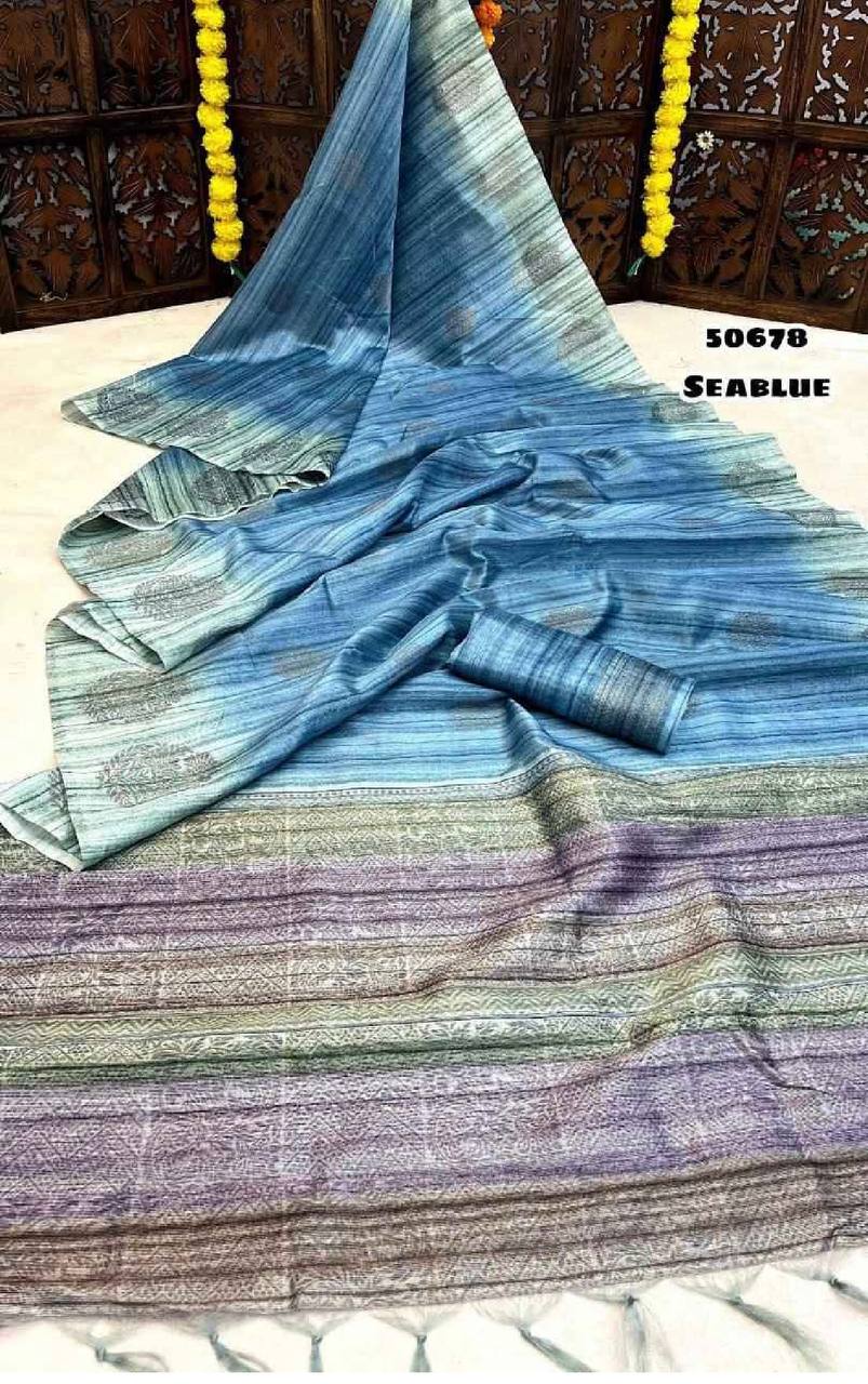 Tussar Silk Floral Digital Print Saree