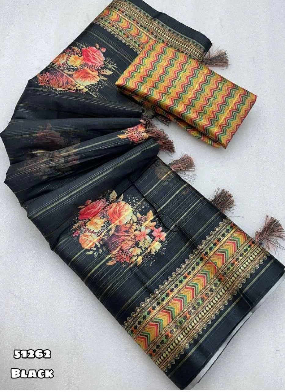 Tussar Silk Floral Digital Print Saree