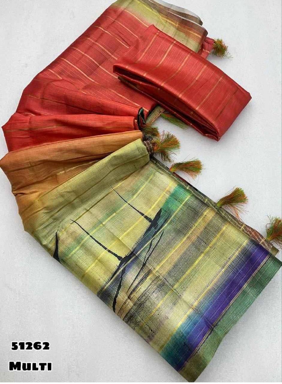 Tussar Silk Floral Digital Print Saree