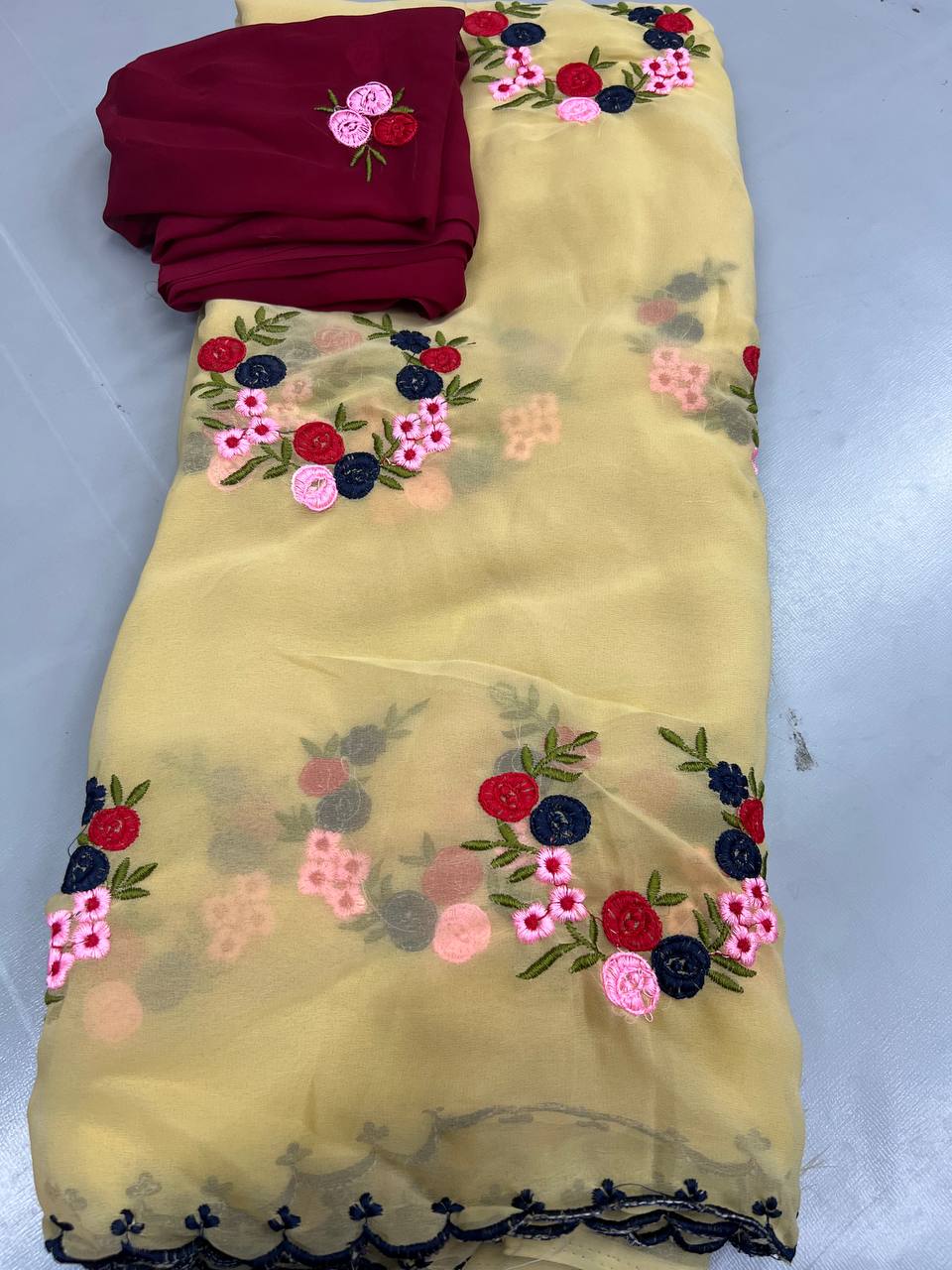 Tussar Silk Floral Digital Print Saree