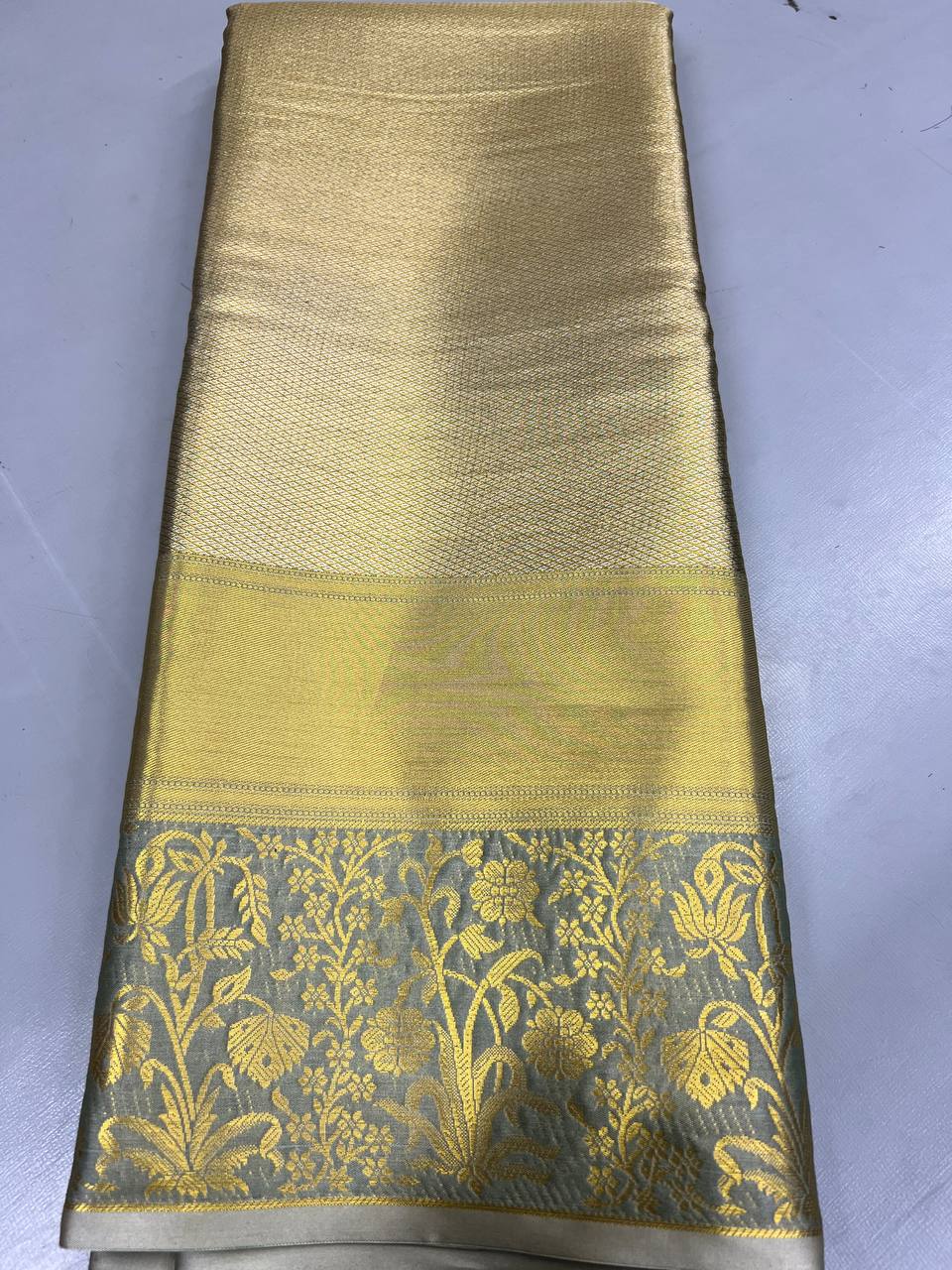 Fancy dual shade weaving with sequence &amp; siroski work sarees with blouse