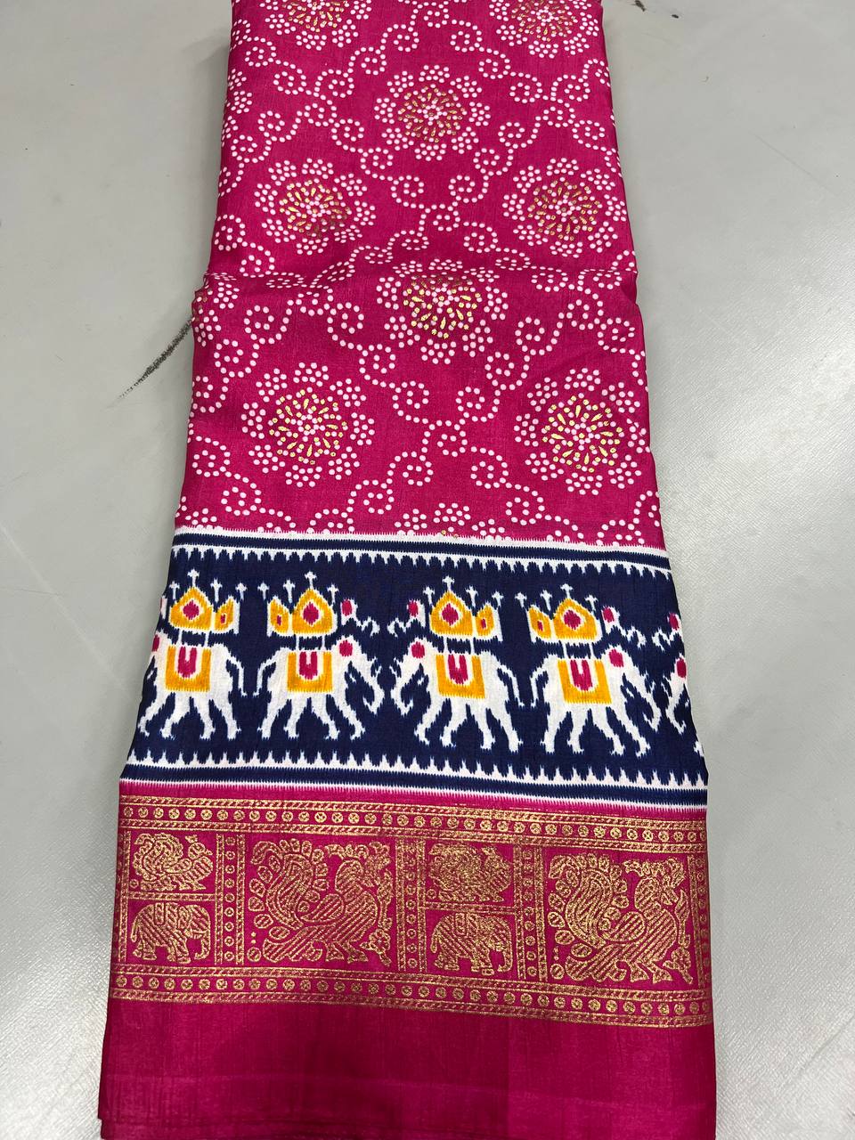 Fancy dual shade weaving with sequence &amp; siroski work sarees with blouse