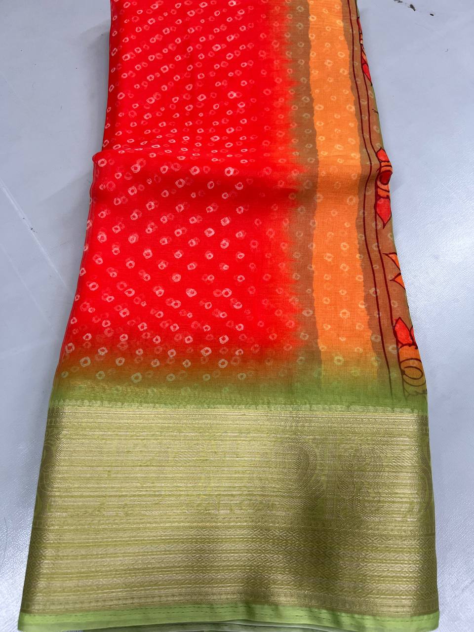 Fancy dual shade weaving with sequence &amp; siroski work sarees with blouse