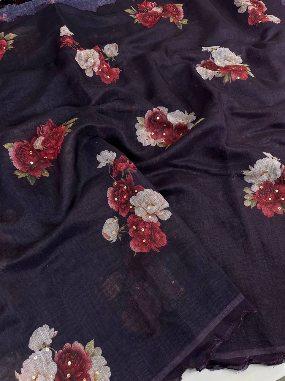 Aaira  linen digital print saree