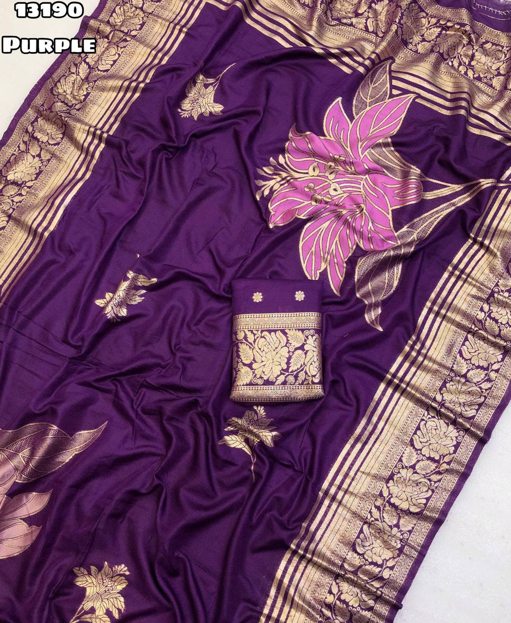 Fancy dual shade weaving with sequence &amp; siroski work sarees with blouse