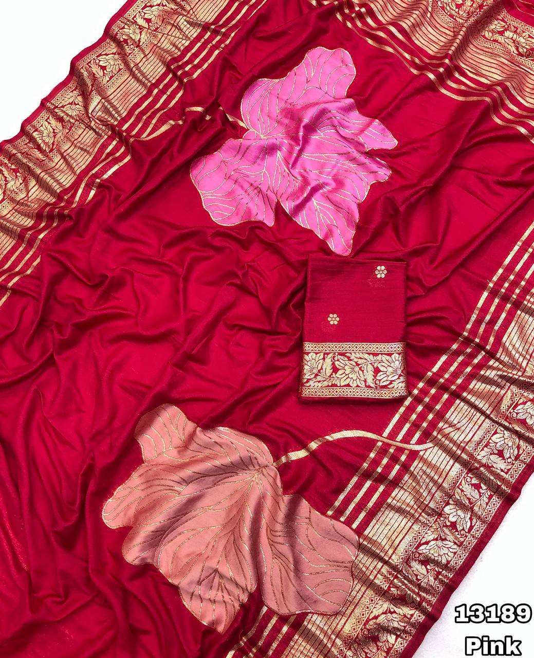 Fancy dual shade weaving with sequence &amp; siroski work sarees with blouse