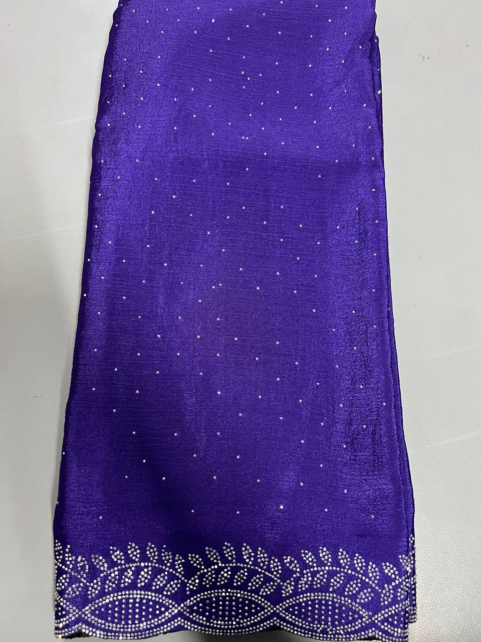 Fancy dual shade weaving with sequence &amp; siroski work sarees with blouse