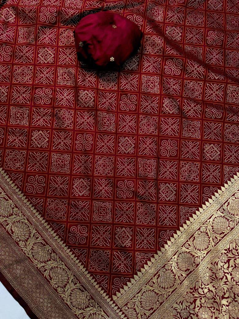 Mehroon Marsh Banarasi Weaving Saree