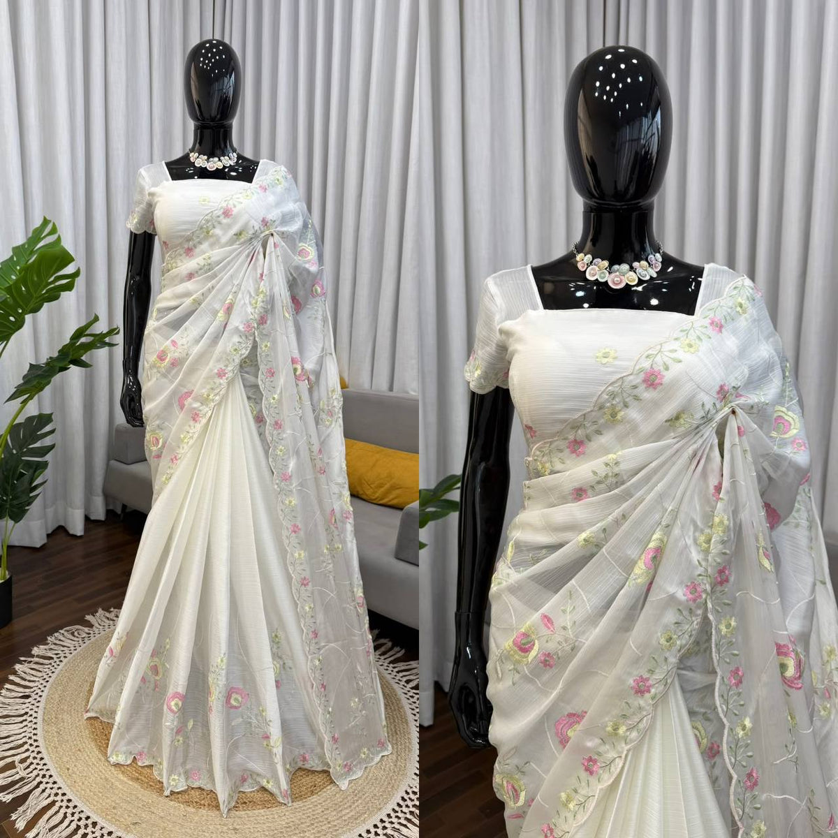 Rosia Chiffon Intricate Thread Work Saree