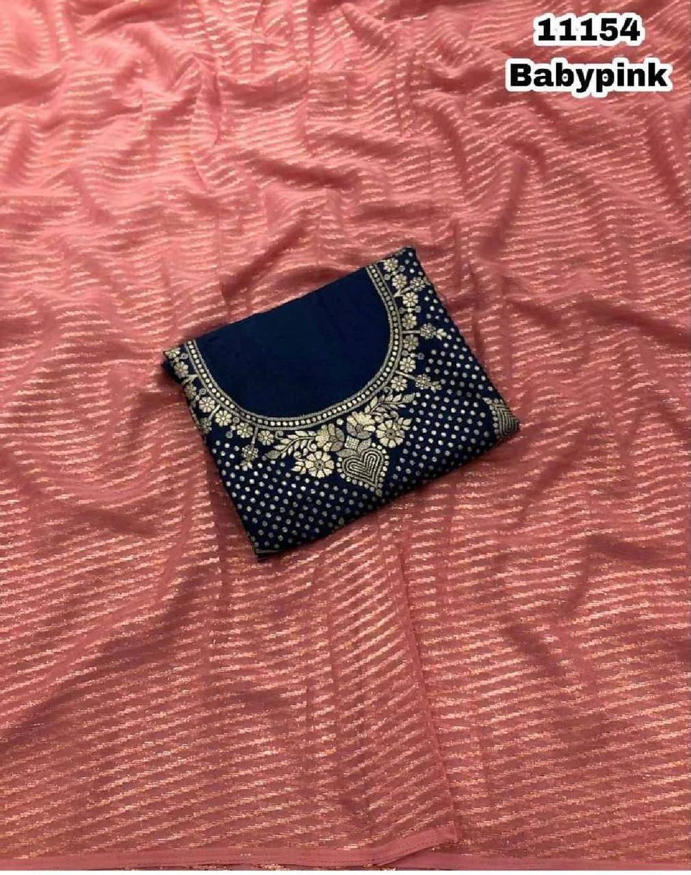 Fancy dual shade weaving with sequence &amp; siroski work sarees with blouse