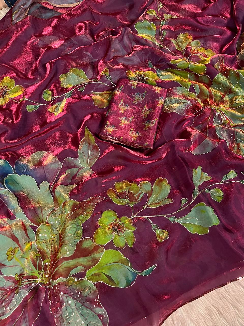 Stroke Space Silk Printed Sequence Saree