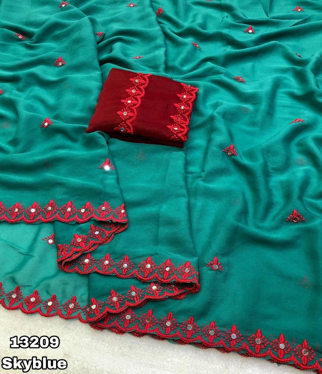 Soft Linen Printed, Furr & Foil Work Sarees with Blouse