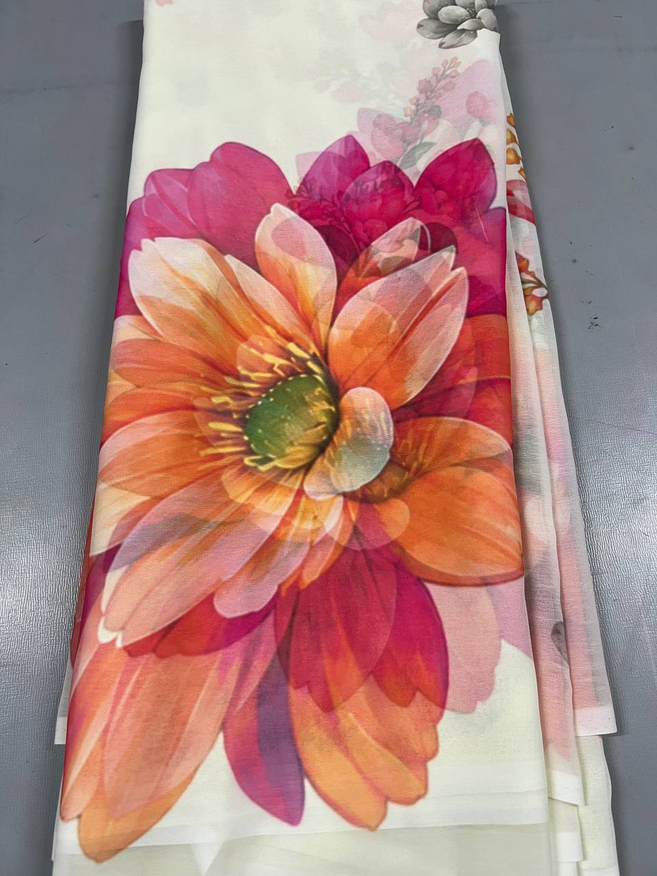 Soft Linen Printed, Furr & Foil Work Sarees with Blouse