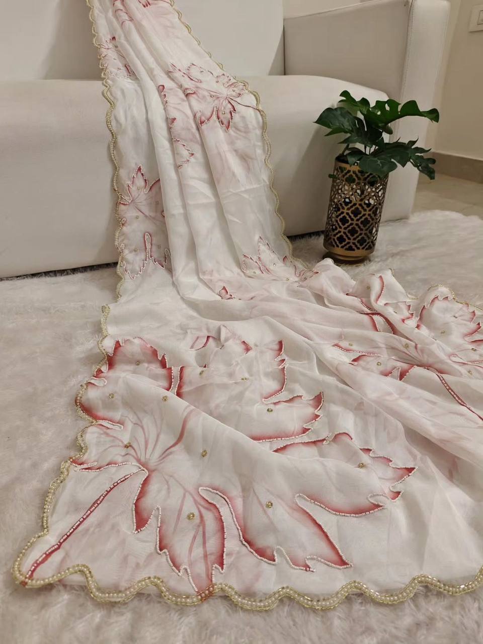 Plaash Smooth Organza Tabi Printed Saree