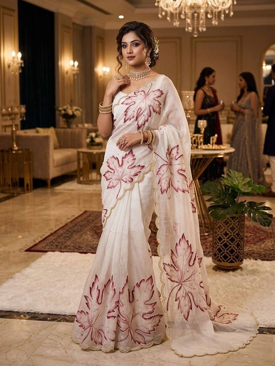 Plaash Smooth Organza Tabi Printed Saree