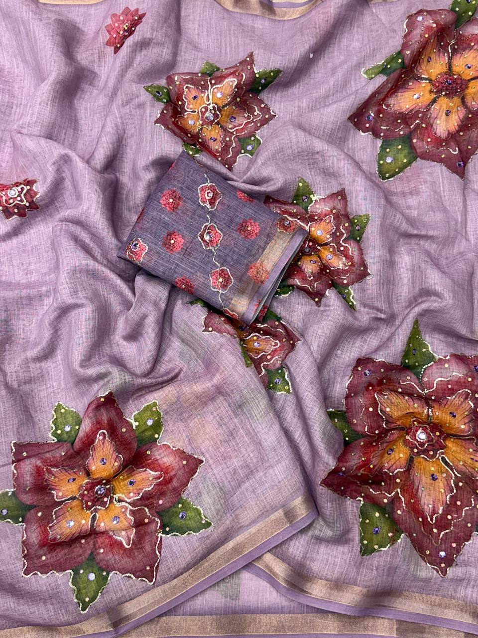 Zeen Mul Cotton Mirror Work Saree