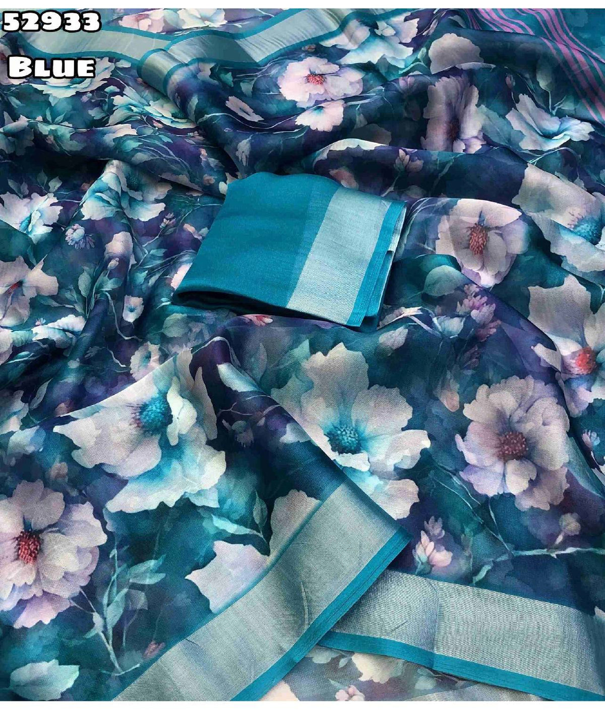 Fancy dual shade weaving with sequence &amp; siroski work sarees with blouse