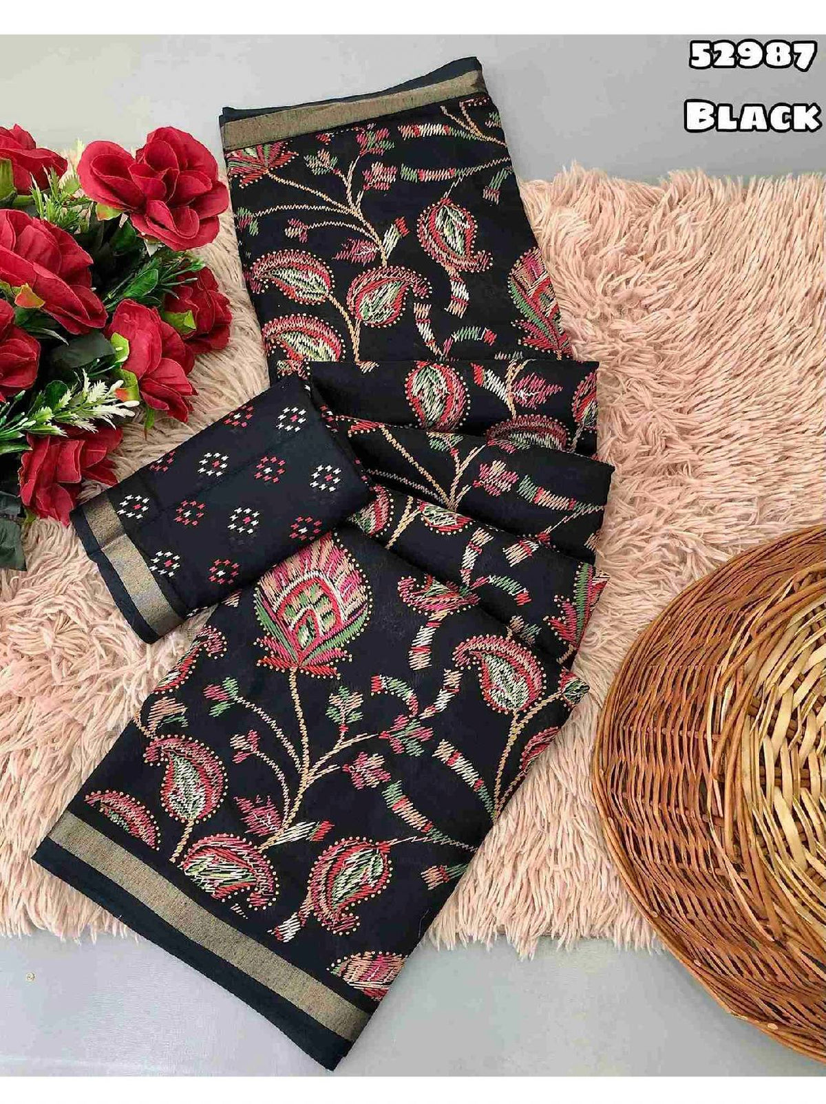 Fancy dual shade weaving with sequence &amp; siroski work sarees with blouse