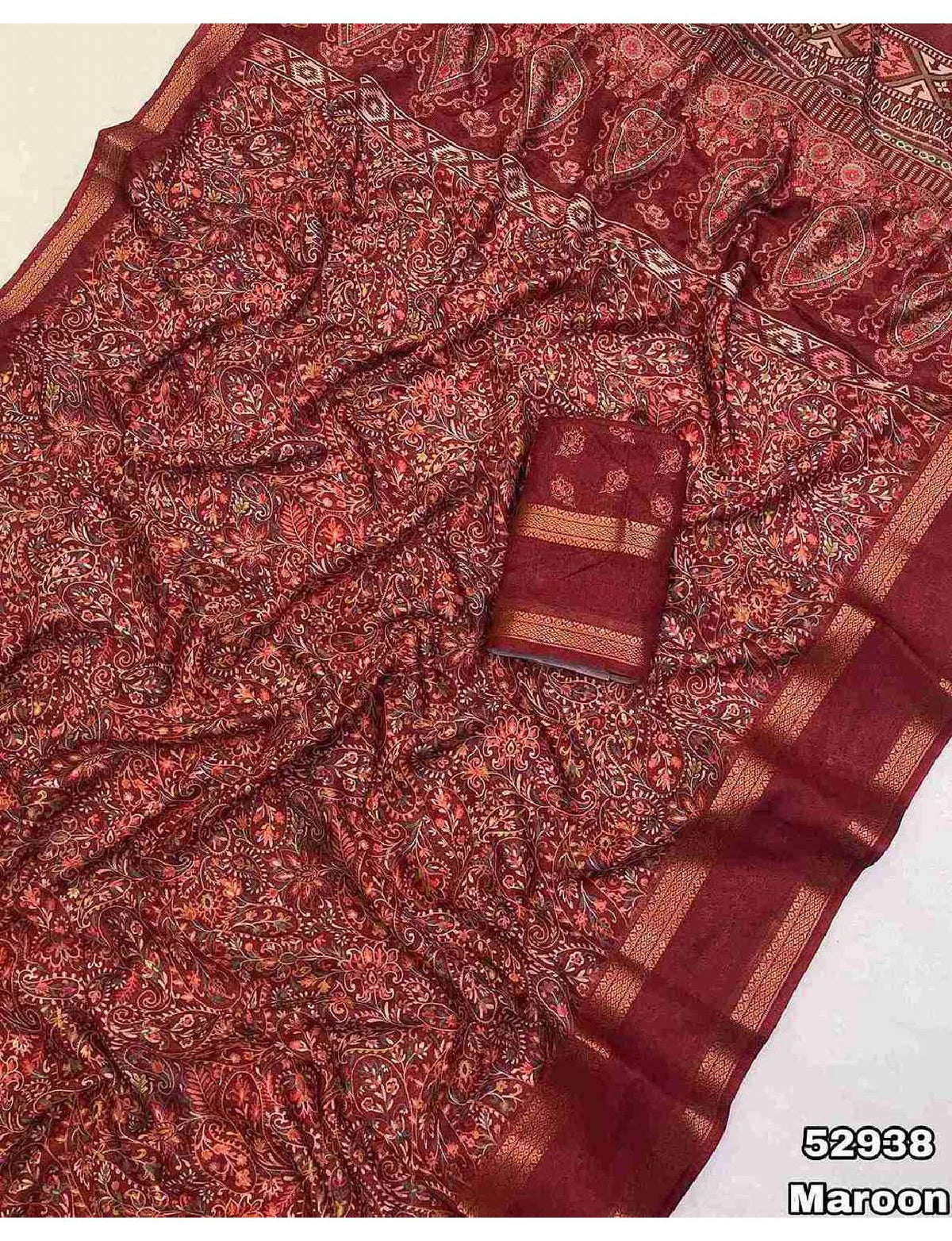 Fancy dual shade weaving with sequence &amp; siroski work sarees with blouse