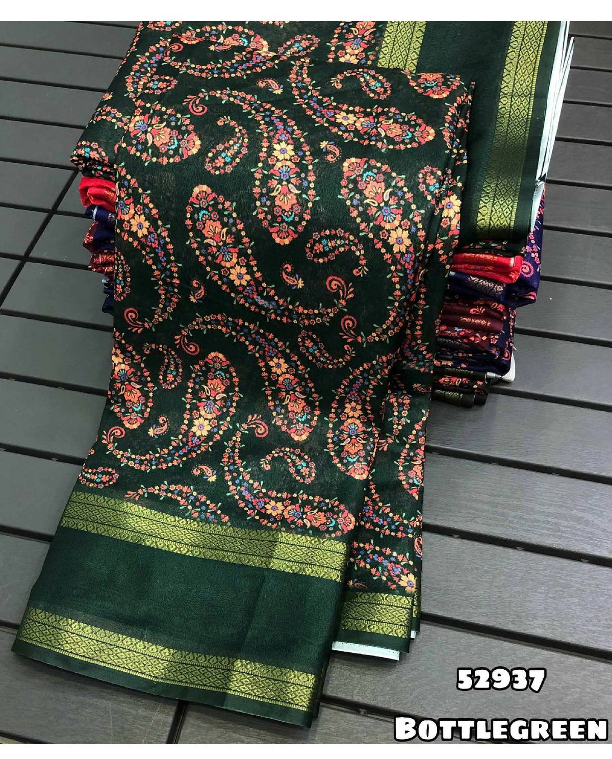Fancy dual shade weaving with sequence &amp; siroski work sarees with blouse