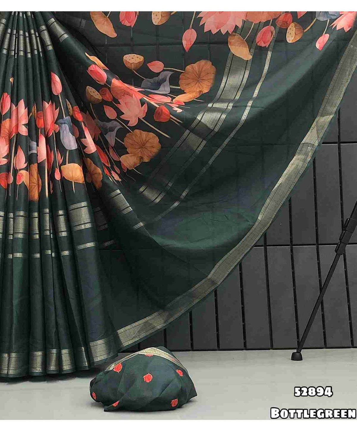 InfraRed Tusser Silk Pichwai Print Saree