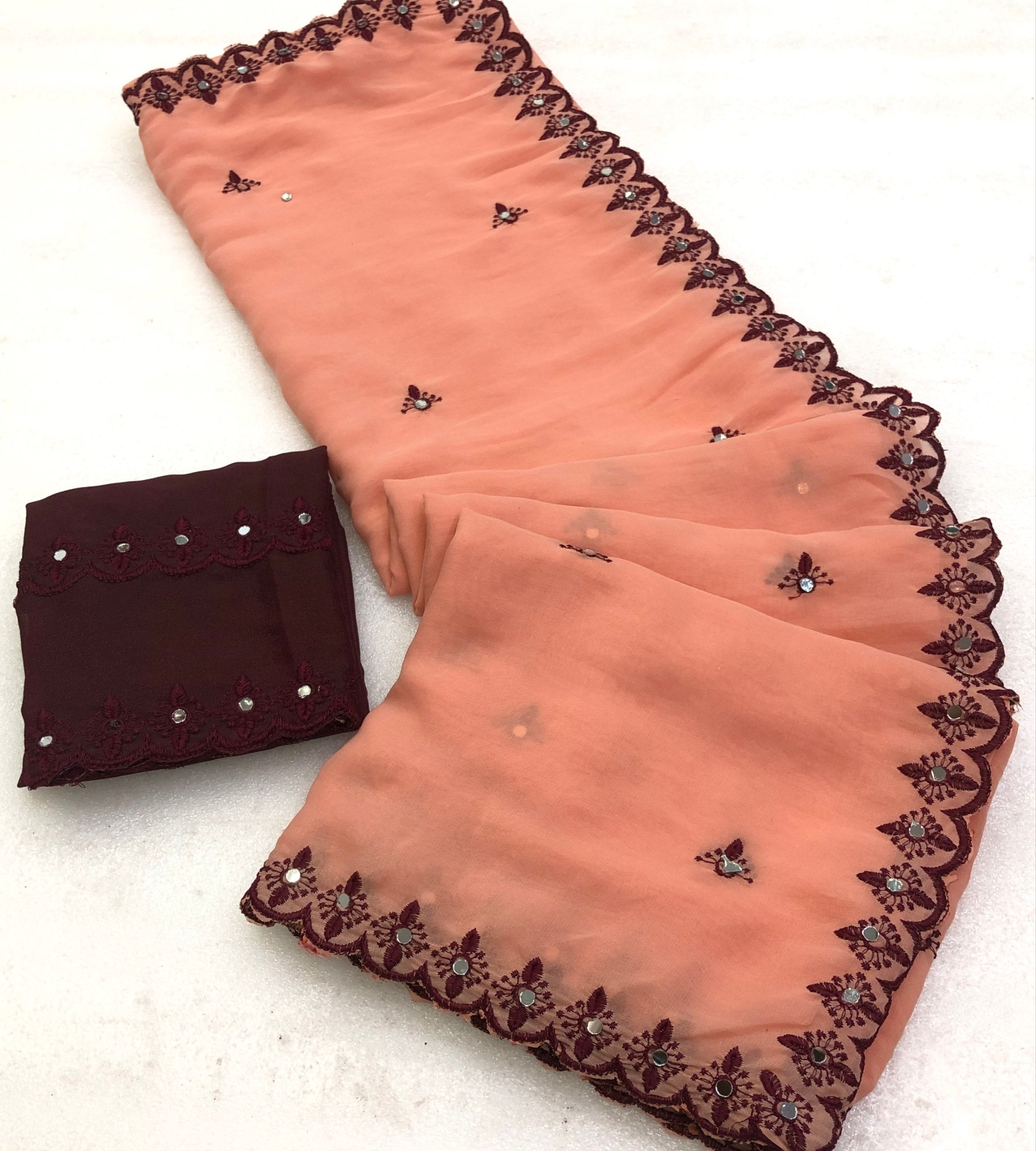 Yavar Faux Georgette Embroidery Work Saree