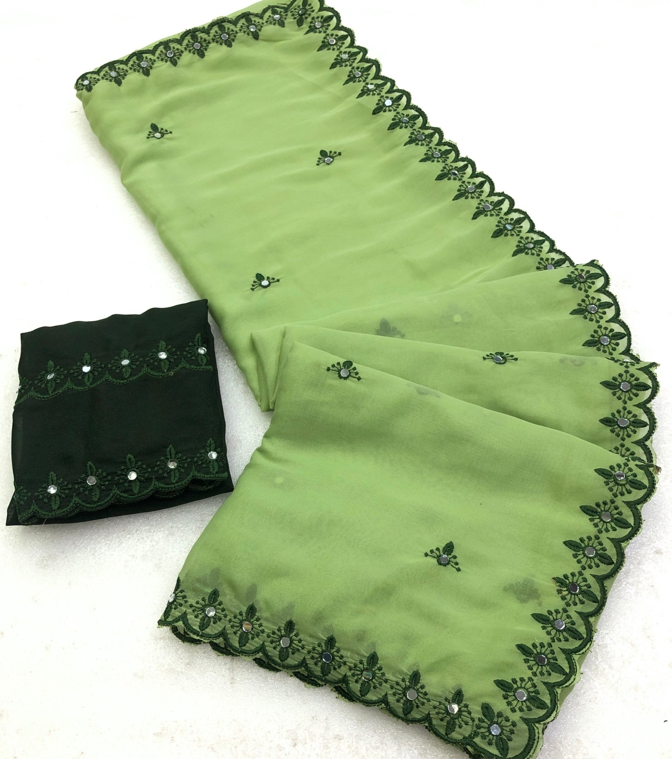Yavar Faux Georgette Embroidery Work Saree