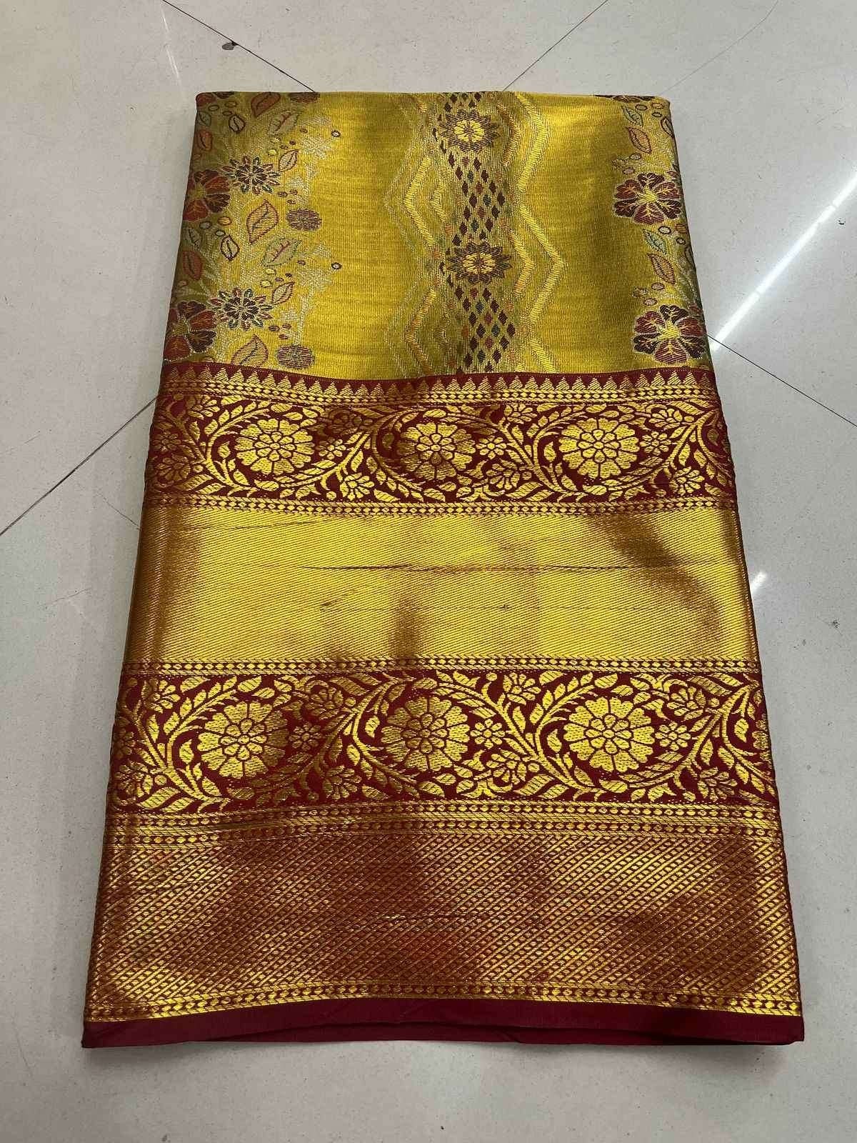 Grevin Kanjiviram pattu silk pure gold zari weaving Saree
