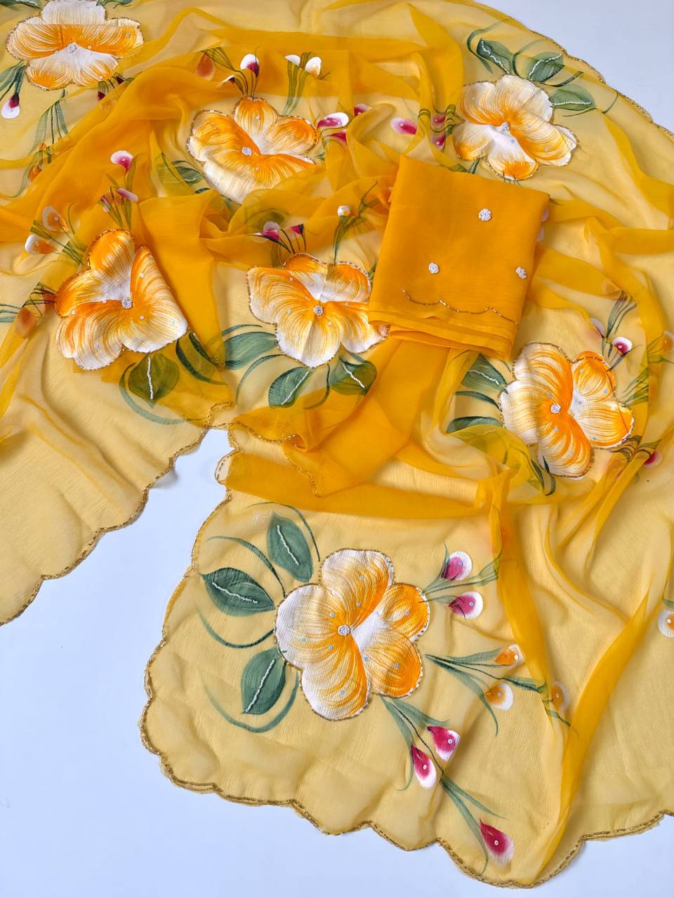 Chitrkala Chiffon Handwork Light Weight Saree