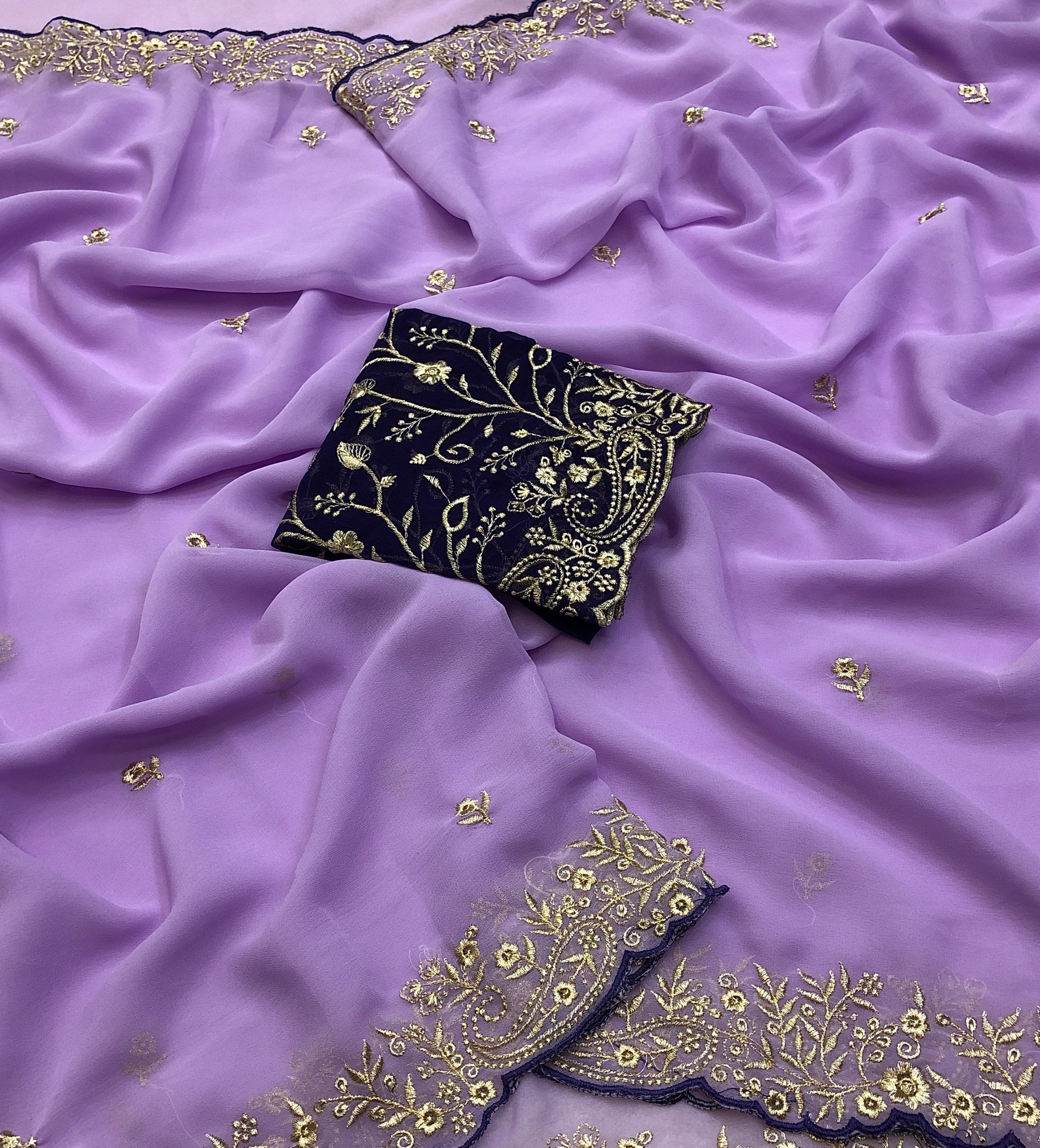 Arizona Faux Georgette Thread Embroidery Work Saree