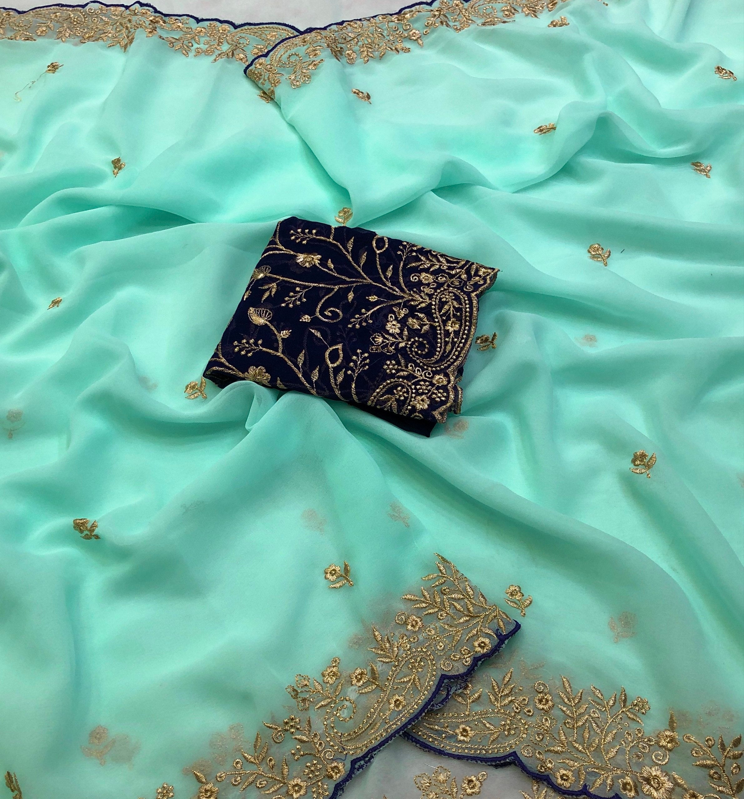 Arizona Faux Georgette Thread Embroidery Work Saree
