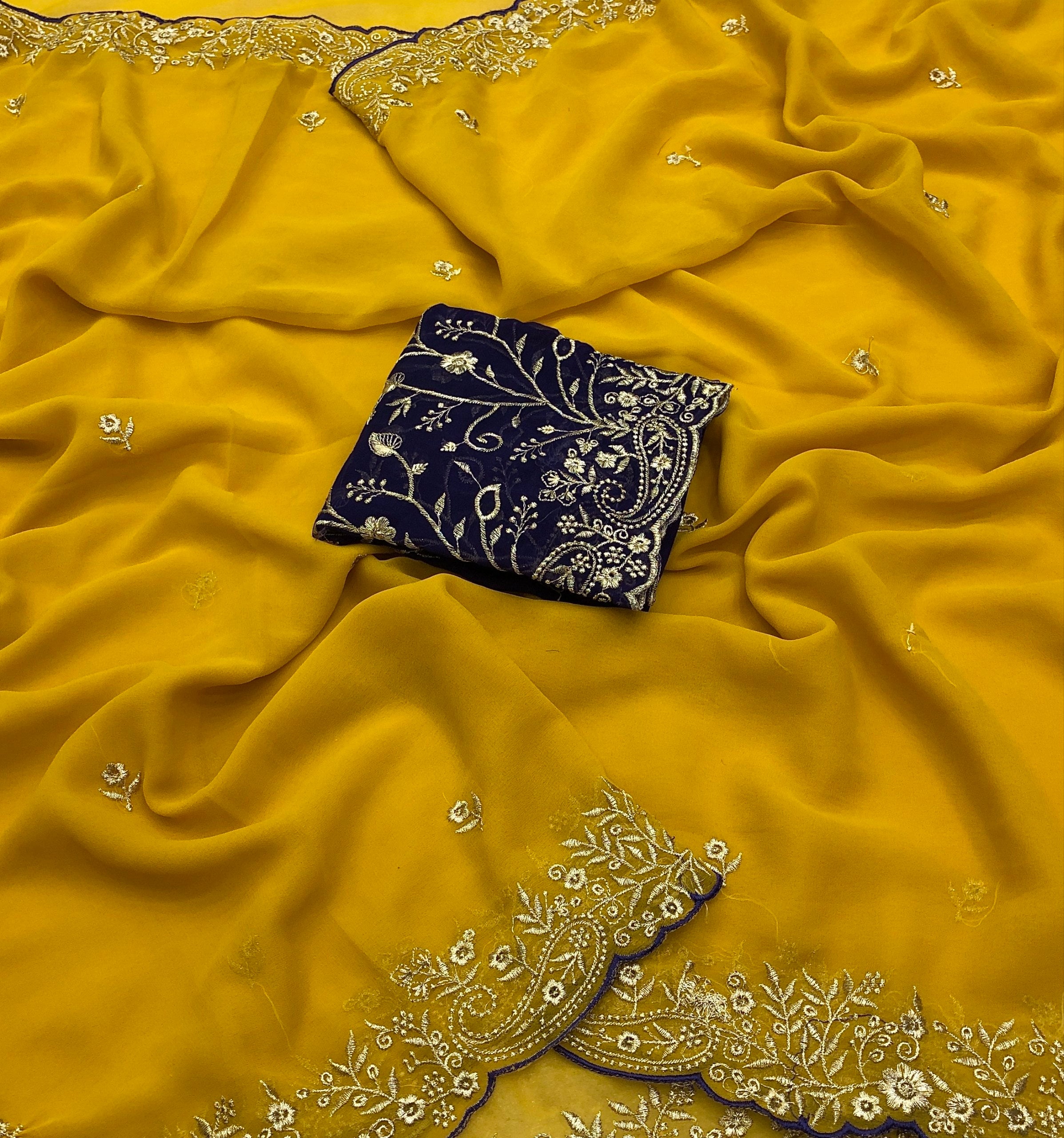 Arizona Faux Georgette Thread Embroidery Work Saree