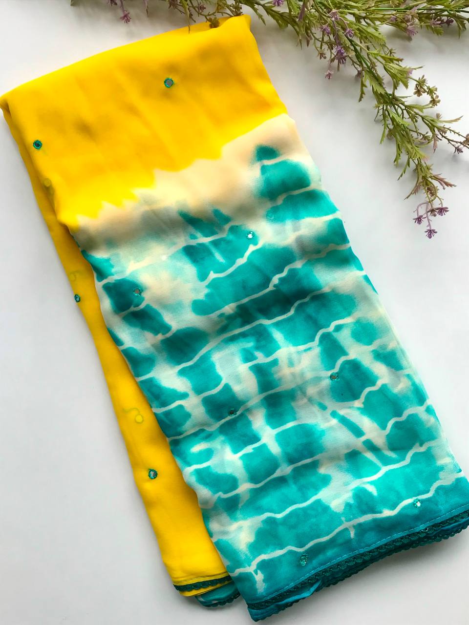 Neelamber Georgette Shibori Printed Saree