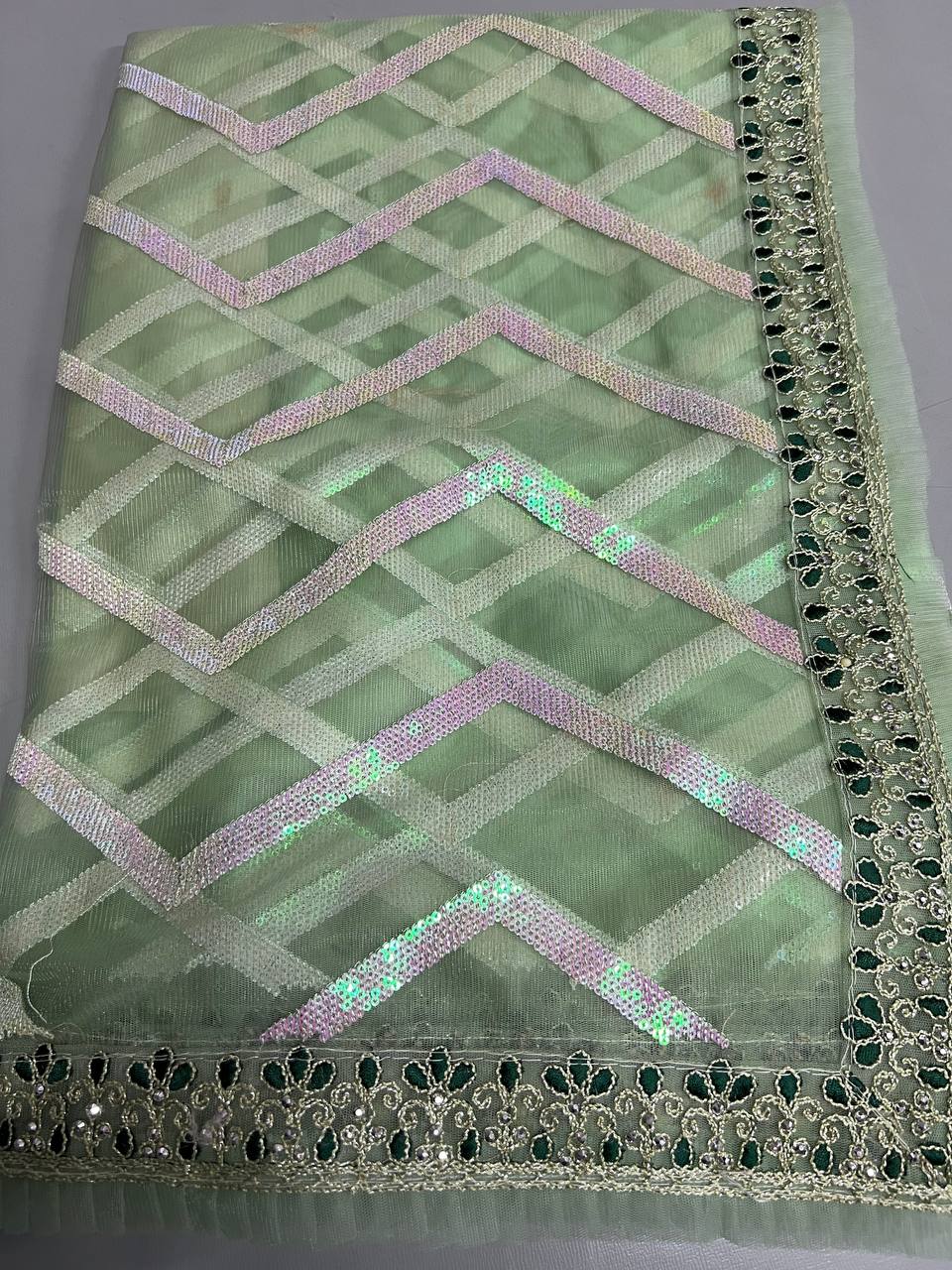 Soft Linen Printed, Furr & Foil Work Sarees with Blouse