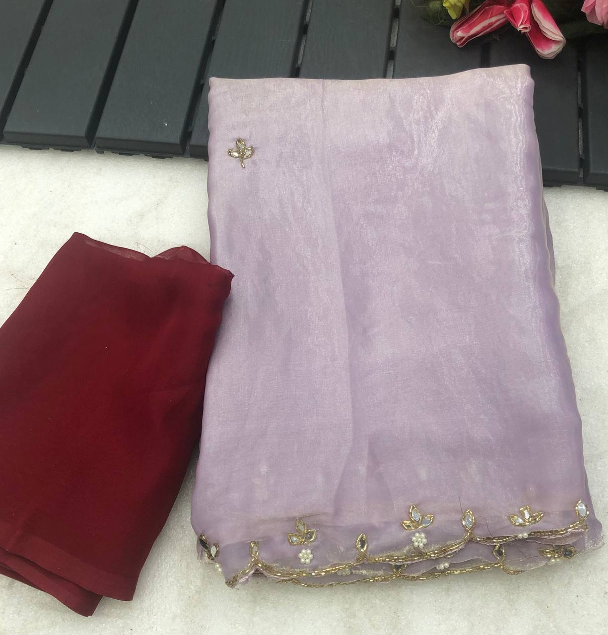 Rimsha Space Silk Chiffon With beautiful Handwork
