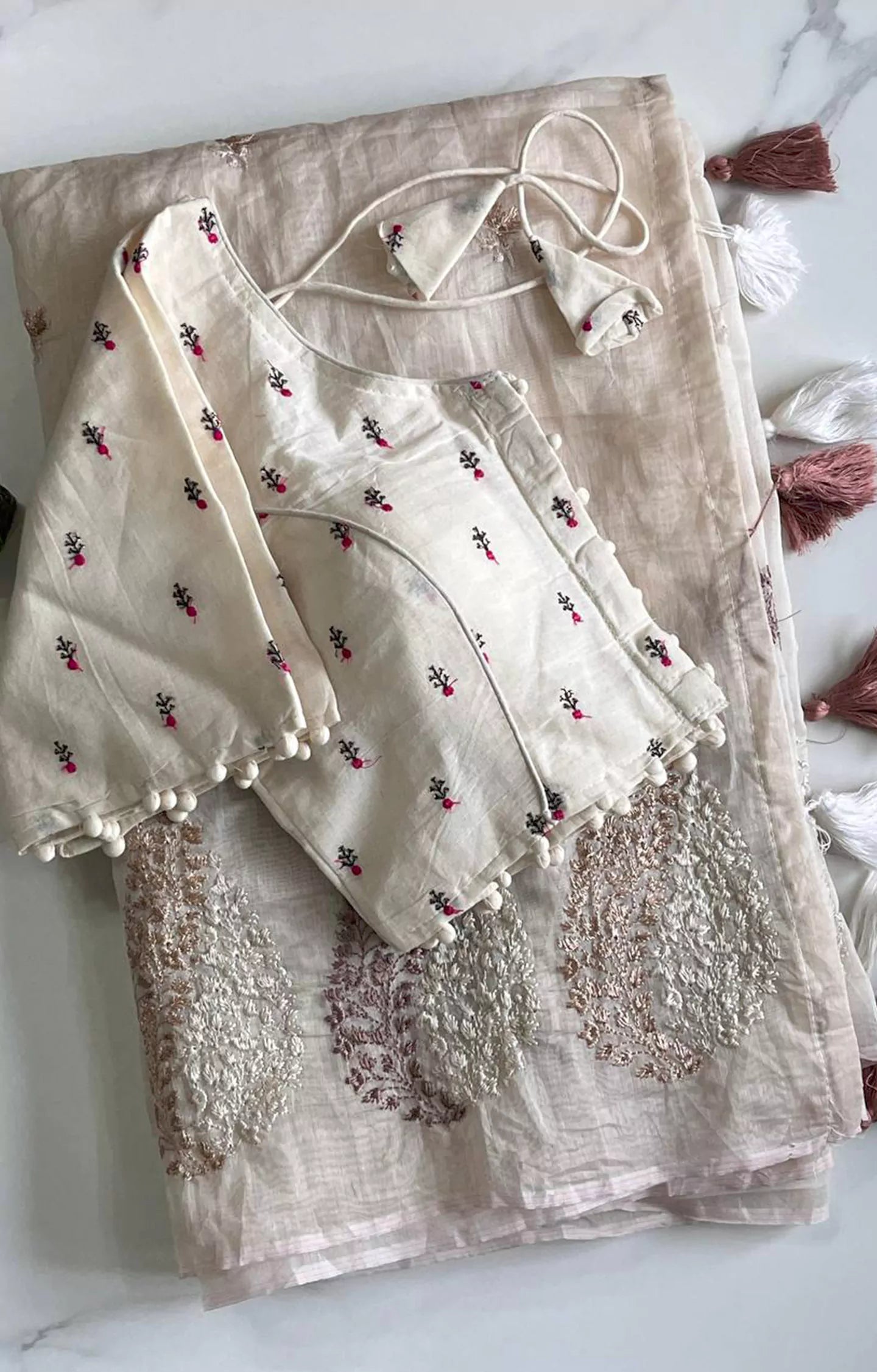 TOBY CHANDERI SAREE WITH KERI EMBROIDARY WORK