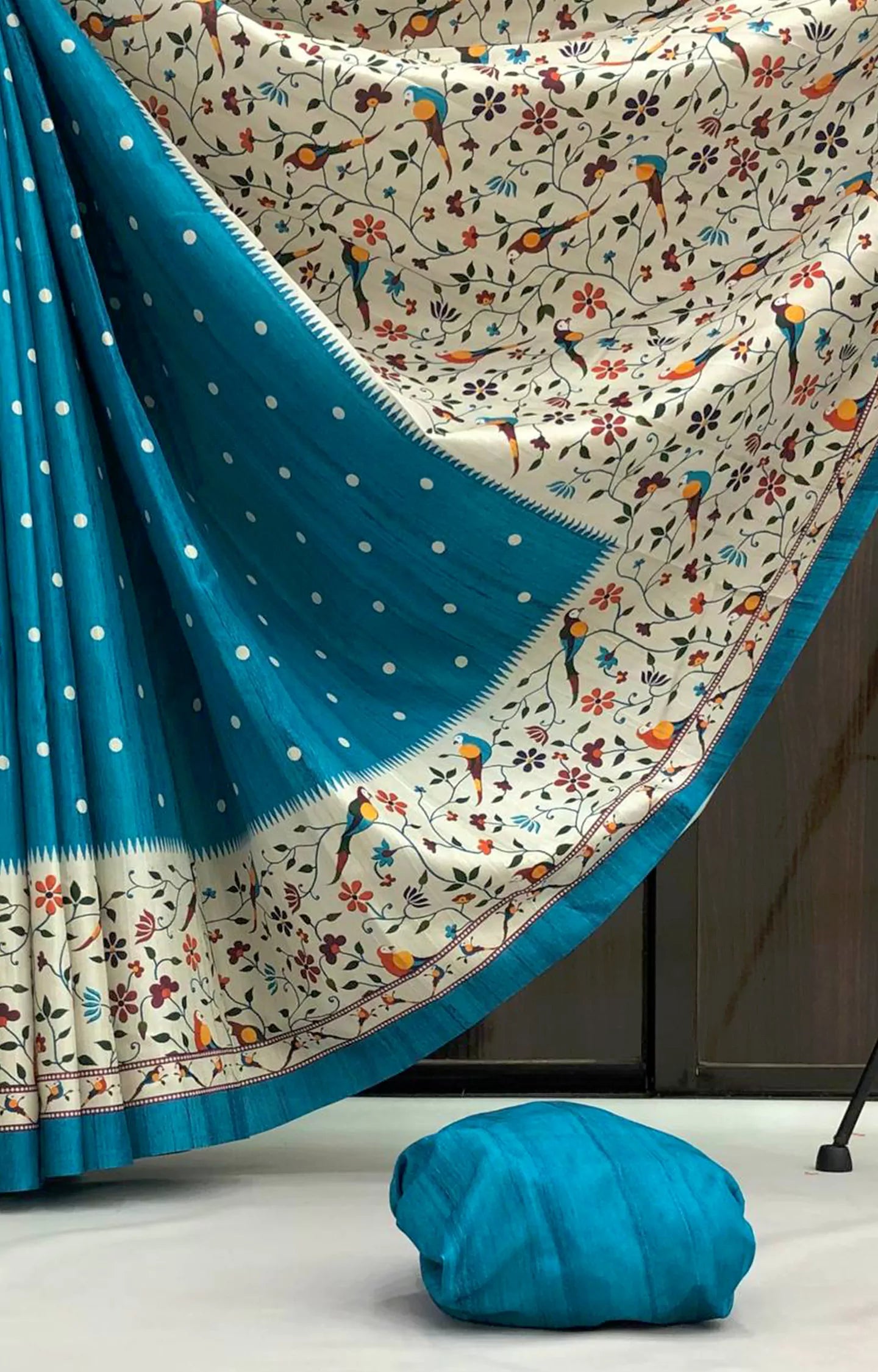 WELRONE HANDLOOM TUSSAR SILK SPARROW DESIGNING SAREE